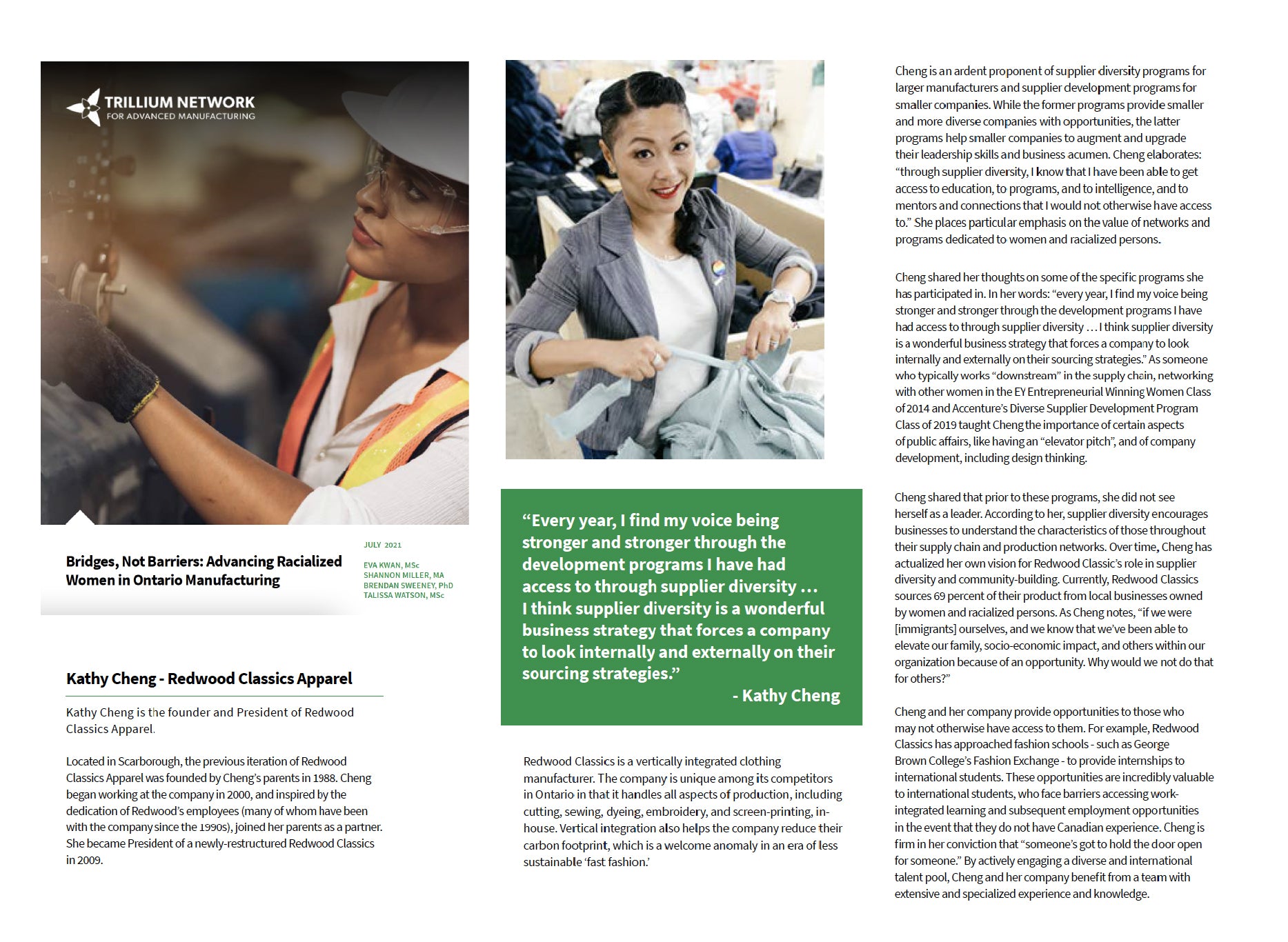 Trillium Network: Bridges, Not Barriers: Advancing Racialized Women in Ontario Manufacturing