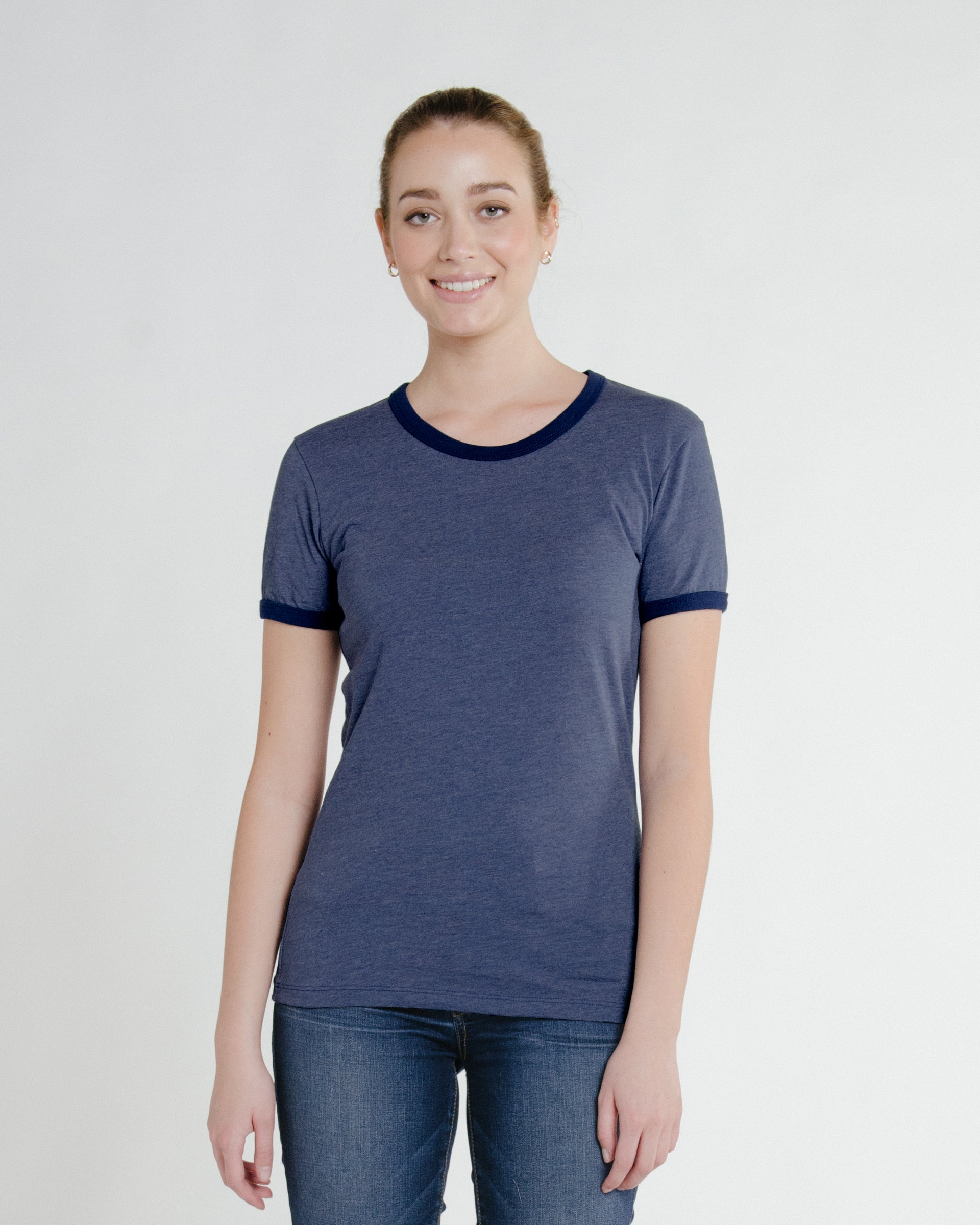 Model in W5020 (Iris Tee), Washed Royal Mix