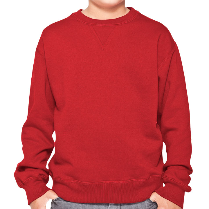 Model in WK023 (Finnegan Crewneck), Harvest Red